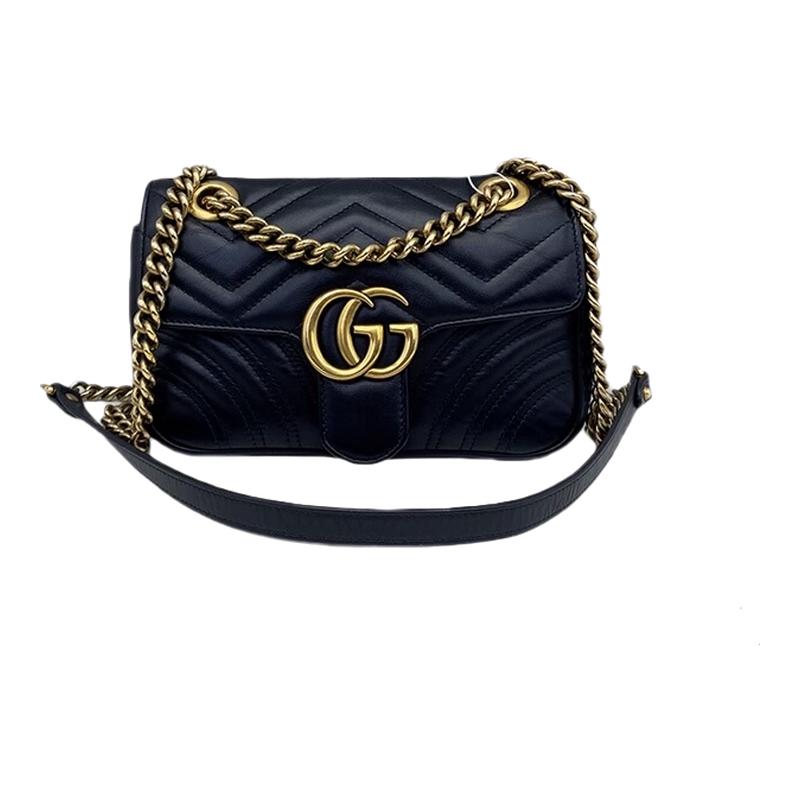 gucci古驰黑金马蒙22单肩包