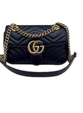 gucci古驰黑金马蒙22单肩包