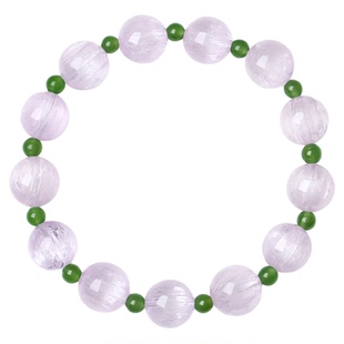 双层叠戴高端紫锂辉和田玉碧玉拉丝猫眼手串女珠子串珠设计感手链