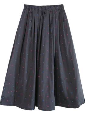 ZAN原创中长款a字圆点纯棉半身裙