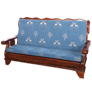 冬优 红实木沙发坐垫连体带靠背海绵可拆洗三人老式木头长沙发垫