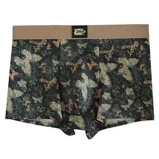 10A抗菌男士内裤纯棉迷幻蝶印花新款男生平角裤舒适透气中腰短裤