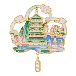 杭州文创冰箱贴城市地标西湖雷峰塔旅游纪念品礼品浮雕金属冰箱贴