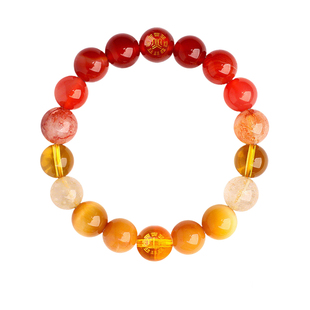 五行手链喜用缺补火土金水木火水木金土多宝吉祥黄水晶红玛瑙手串