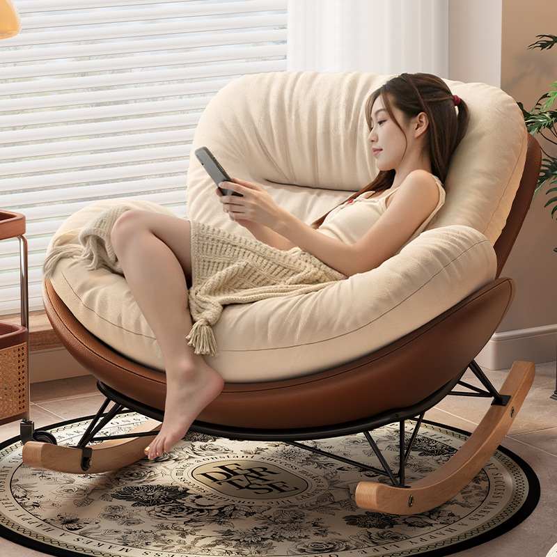 蛋壳摇摇椅晒太阳懒人家可摇椅躺布艺沙发批发用躺椅阳台可休闲睡