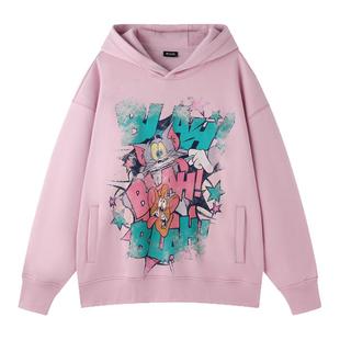 猫和老鼠联名BJHG不计后果红色卫衣男款2025新款秋冬连帽潮外套女