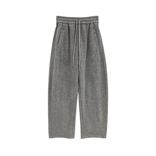 JKJS【布凌苍】德绒混纺加绒加厚裤子女2025新款秋冬休闲弯刀长裤