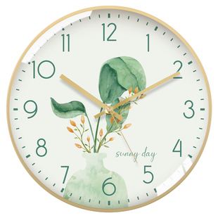 TQJ清新创意挂钟客厅家用时尚时钟挂墙简约电波卧室静音石英钟表