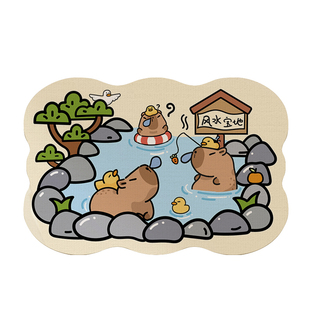 ComiComi水豚TATA卡通浴室地垫加厚速干卫生间门口吸水防滑脚垫