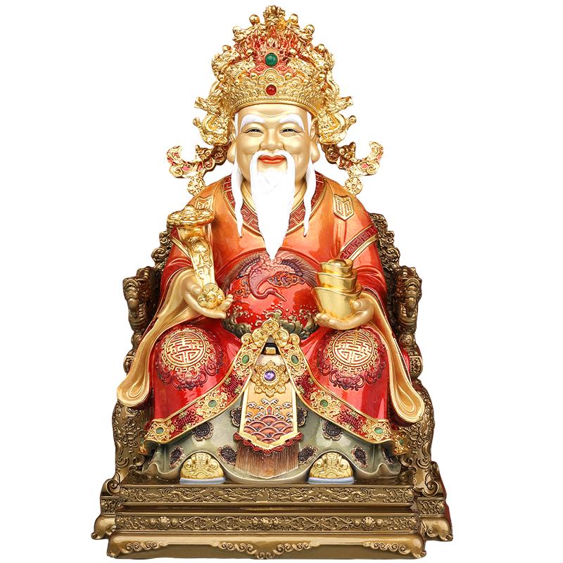 铜彩土地公神像摆件黄铜福德正神