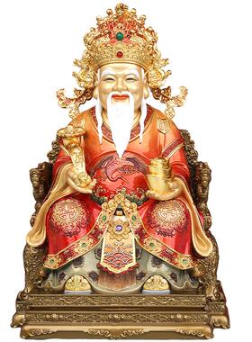 铜彩土地公神像摆件黄铜福德正神