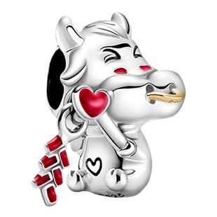 Pandora潘多拉奥莱可爱小牛串饰萌宠动物diy串珠时尚简约