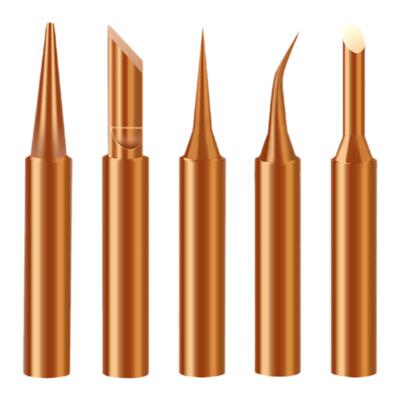 纯铜烙铁头936 内热式恒温洛铁头尖嘴马蹄刀头焊台通用型焊头配件