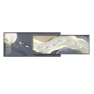 现代简约客厅装饰画山水九鱼图双层沙发背景墙挂画高级感抽象壁画