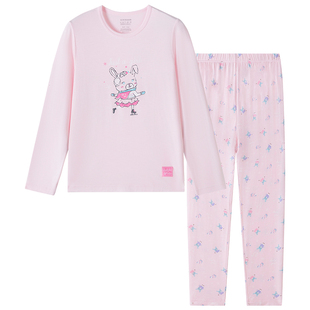 SCHIESSER舒雅童装女童莫代尔小兔子印花睡衣家居服套装23356H