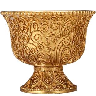 佛前供奉黄铜掐丝工艺供杯供水杯供佛杯净水敬神铜碗家用摆件小号