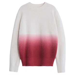 ltyp旅途原品【限量四折】浣熊绒羊毛渐变吊染毛衣撞色针织衫女春