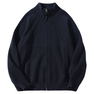 美式复古半高领开衫毛衣男2025秋冬新款宽松慵懒感大码针织衫外套