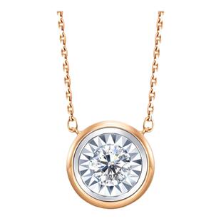 周生生18K白色及玫瑰色黄金小气泡炫幻钻石项链92952N