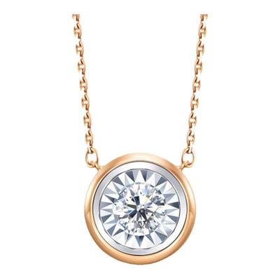 周生生18K白色及玫瑰金钻石项链