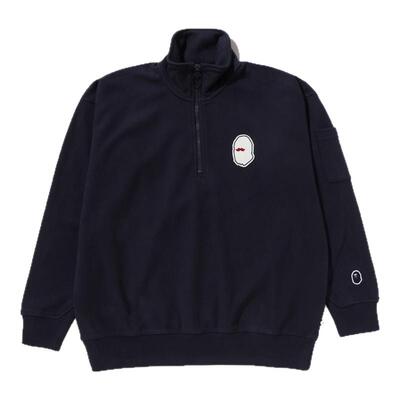 MR.BATHINGAPE纯色半拉链卫衣