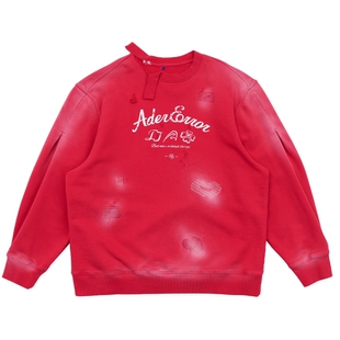 ADERERROR 23SS经典不正规领口老旧效果复古风长袖卫衣