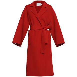 OBEG欧碧倩羊绒双面呢安可拉红色大衣秋冬中长款白色外套10444145