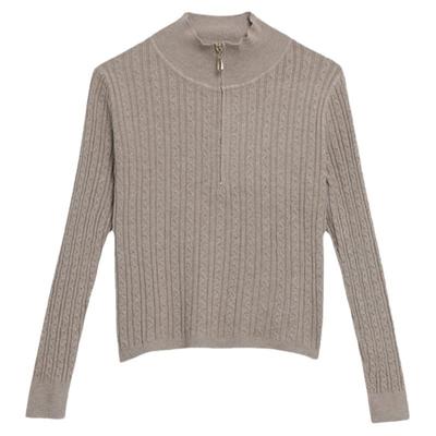 半拉链气质短款毛衣女针织衫打底