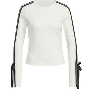 adidas阿迪达斯女子三条纹蝴蝶结滔搏运动休闲修身长袖T恤KG3861