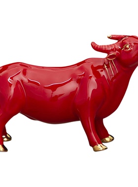 陶瓷十二生肖牛镇宅风水摆件