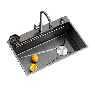 加厚304不锈钢厨房水槽大单槽家用蜂窝纹洗碗槽洗菜池台下洗菜盆