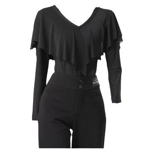 广场舞上衣长袖女春秋冬新款红色跳舞练功服摩登交谊拉丁舞三步踩