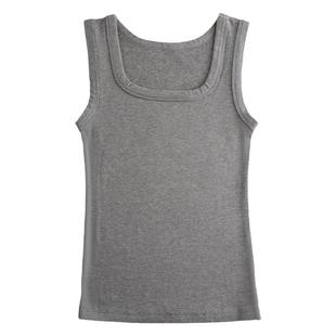 秋冬方领螺纹发热保暖背心女双面磨毛中厚舒绒棉修身无袖打底上衣