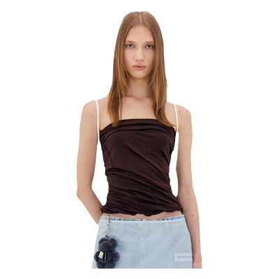 LOWCLASSIC棕色吊带抹胸