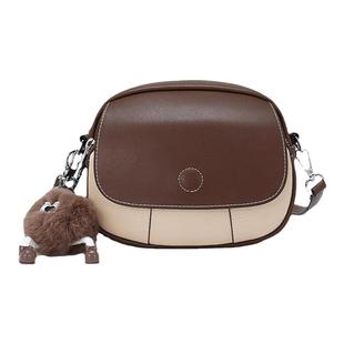 稻草人包包真皮女包2026新款百搭牛皮小包撞色休闲单肩斜挎包正品