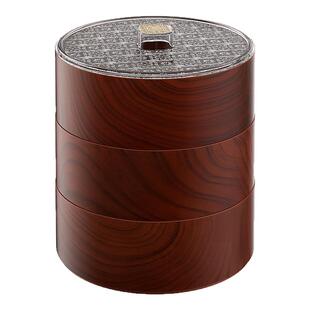 新中式木纹坚果干果盘客厅茶几家用分格糖果瓜子盒多层叠加收纳盒