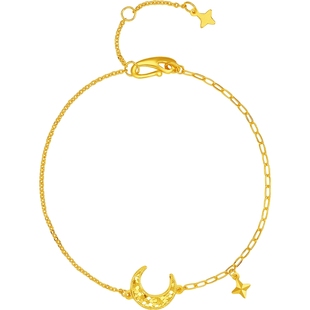 周六福黄金计价足金繁星闪耀星汐碎月手链浪漫星月夜系列新年礼物