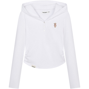 TEENIEWEENIE bearnova【精梳棉】秋季连帽长袖收褶T恤针织打底衫