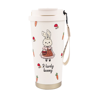 吸管保温杯女生高颜值316不锈钢大容量办公室咖啡保温双饮随行杯