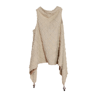 荡领!一片式立裁无袖背心 几何布片棉麻燕尾露背上衣 InchLim