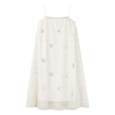 徐璐明星同款秋水伊人白色连衣裙