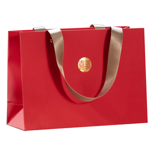 高级感礼品袋礼物袋送礼手提伴手礼ins风触感纸红色结婚纸袋