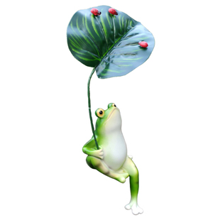 撑树叶乘凉青蛙桌面摆件花园阳台庭院水族鱼缸创意小众造景装饰品