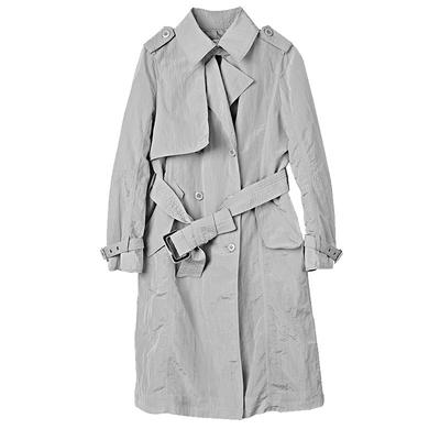 sdeer双排扣工装长款通勤衣女