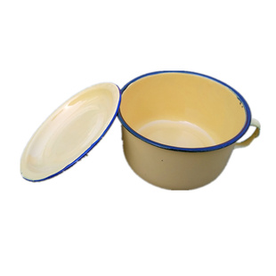 老式搪瓷饭缸饭盆饭盒 怀旧经典搪瓷杯 泡面杯快餐杯带把带盖15cm