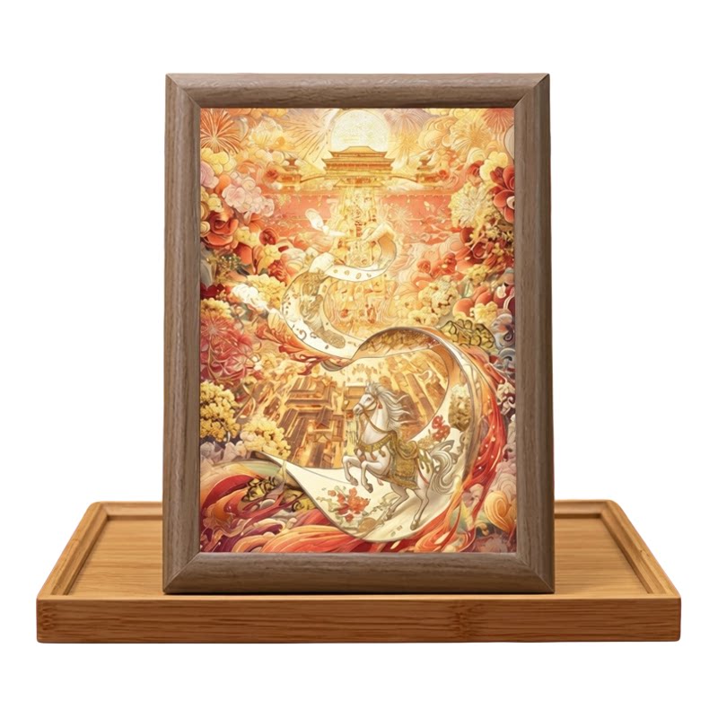 马年限定新中式祥云之马木质相框