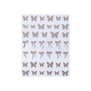 网红爆款幻彩反光碎钻美甲贴纸爆闪兔子雪花蝴蝶指甲胶背贴花饰品