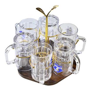 带把钢化玻璃杯子防摔耐热家用待客扎啤酒泡茶杯喝水6只北欧套装