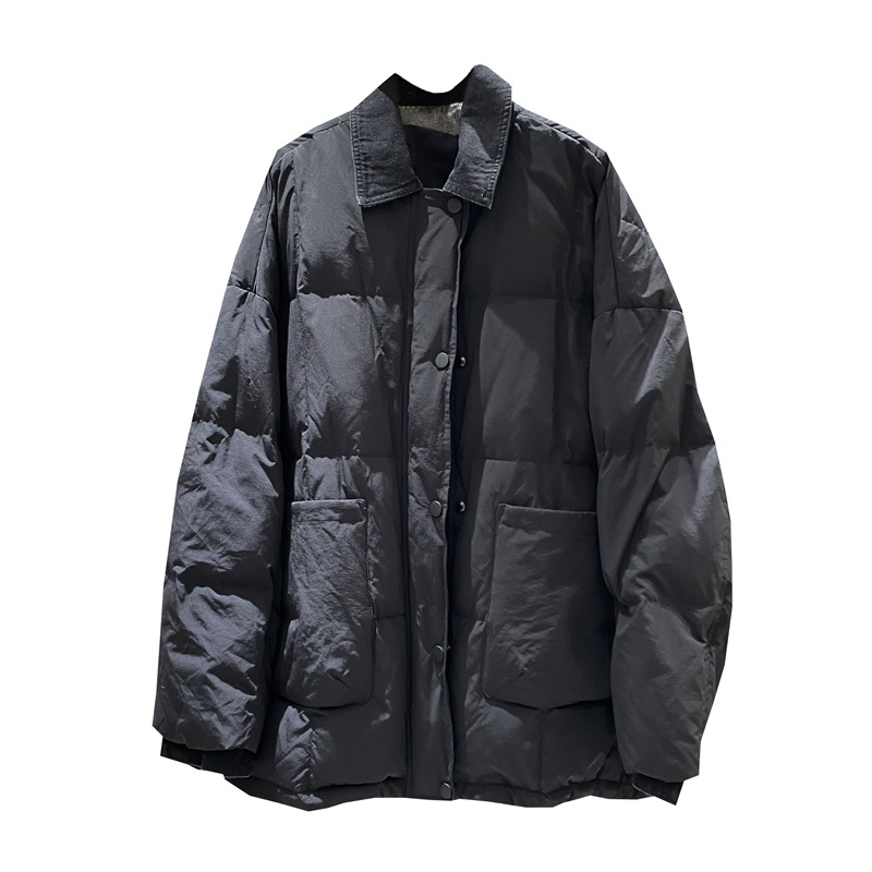 TYJR冬季2024新款韩版宽松假两件牛仔拼接加厚羽绒服女外套951010