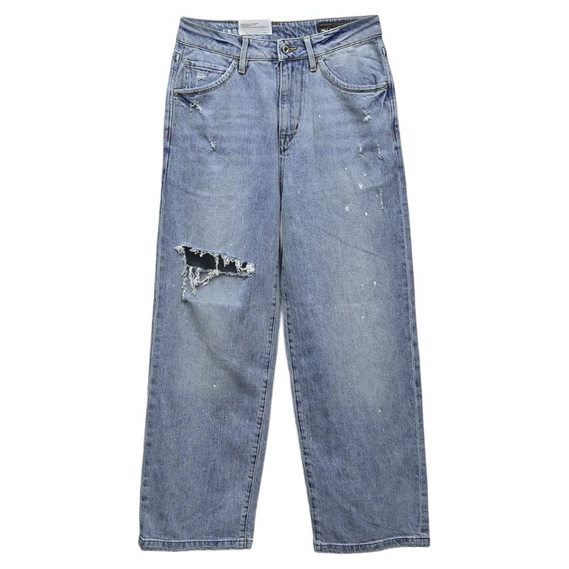 ABLE,JEANS大直筒牛仔裤破洞